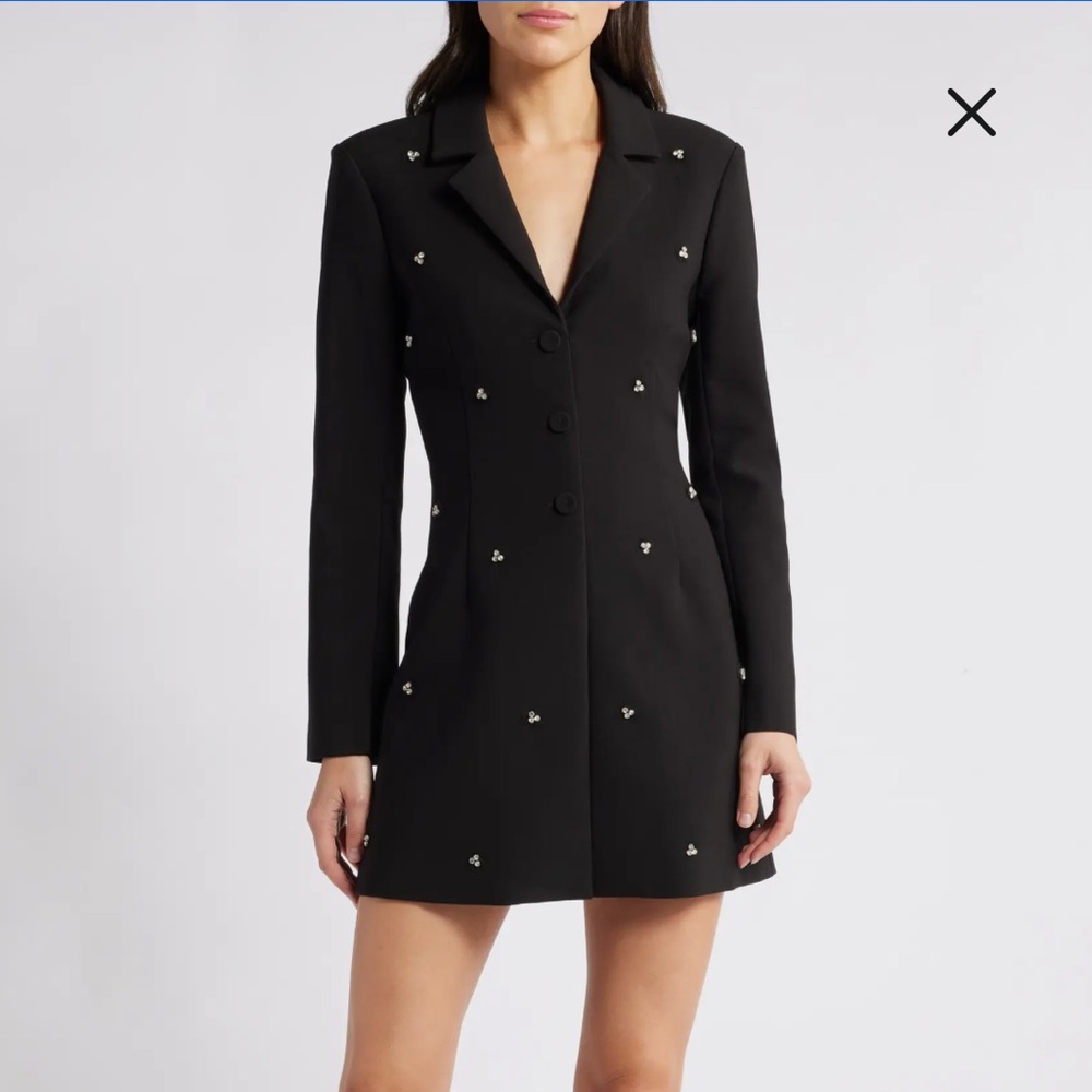 Likely Brand Alara Long Sleeve Blazer Dress with Rhinestones Black Size 8 Medium